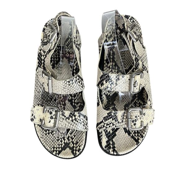 Anthropologie Freda Salvador Snake Print Double Buckle Sandals Size 10 - Picture 6 of 9